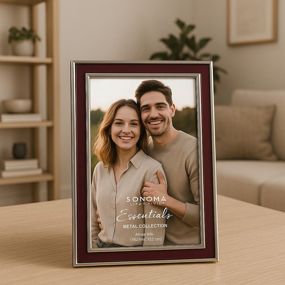 Sonoma Life + Style Essentials Metal Collection Picture Frame 4x6 Burgundy...
